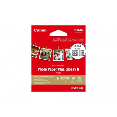 Canon Photo Paper Plus II, foto papír, lesklý, čtvercový, bílý, PIXMA TS9500, TS8200 a TS6200, 8.89x8.89cm, 3.5x3.5", 265 g/m2, 20