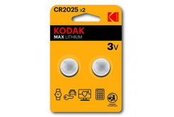 Baterie jednorázová lithiová, knoflíková, CR2025, 3V, Kodak, blistr, 2-pack, KOD-2025