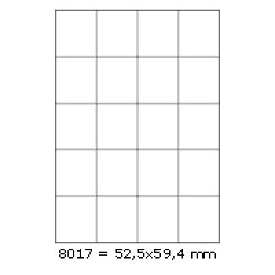 Samolepicí etikety 52,5 x 59,4 mm, 20 etiket, A4, 100 listů