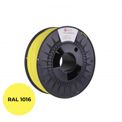 C-Tech 3DF-P-PETG1.75-1016 3D filament, PREMIUM LINE, PETG, sírová žlutá, RAL1016, 1,75mm, 1kg