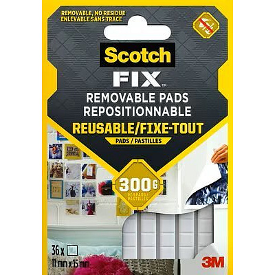 3M Scotch-FIX Snímatelné polštářky, lepící plastelína ve čtverečcích, platíčko 6 cm x 9 cm