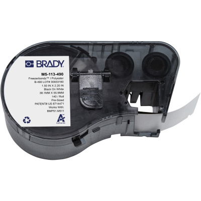 Brady M5-113-490 / 170890, 38.10 mm, Polyester, černý tisk / bílý podklad