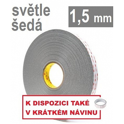 3M VHB™ 4956-P, tl, 1,5 mm; světle šedá oboustranně velmi silně lepicí akrylová páska 19 mm x 33 m