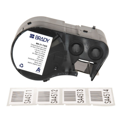 Brady M5-31-7425 / 170846, 38.10 mm, Polypropylene, černý tisk / bílý podklad
