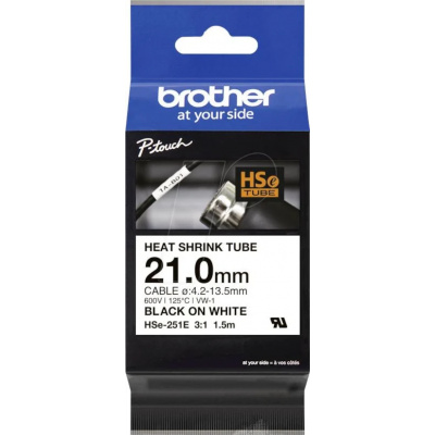 Brother HSe-251E Pro Tape, 21 mm x 1.5 m, černý tisk / bílý podklad , originální páska