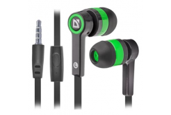 Defender Pulse 420, sluchátka s mikrofonem, bez ovládání hlasitosti, černo-zelená, špuntová, 3.5 mm jack