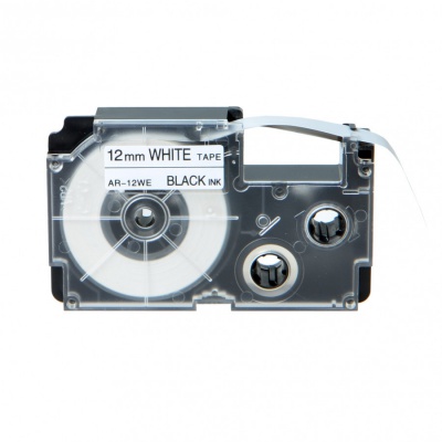 Kompatibilní páska s Casio XR-12WE1, 12mm x 8m černý tisk / bílý podklad