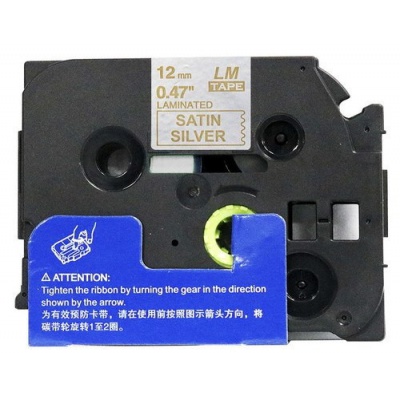 Kompatibilní páska s Brother TZ-MQ934/TZe-MQ934, 12mm x 5m, zlatý tisk / saténový stříbrný podklad