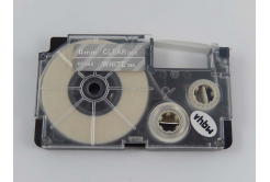 Kompatibilní páska s Casio XR-6AX 6mm x 8m bílý tisk / průhledný podklad