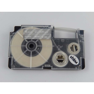Kompatibilní páska s Casio XR-6AX 6mm x 8m bílý tisk / průhledný podklad