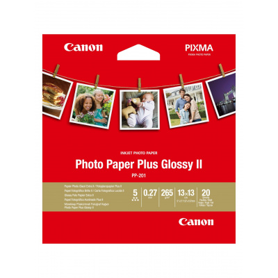 Canon 2311B060 Photo Paper Plus Glossy II, 13x13cm, 5x5", 265 g/m2, 20 ks, lesklý, bílý, foto papír