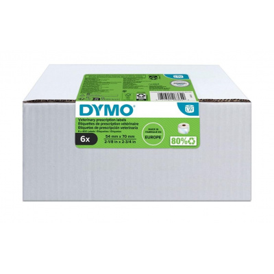 Dymo 2187328, 70mm x 54mm, 6x400ks, bílé papírové veterinární štítky