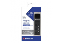 Verbatim USB flash disk, USB 3.0, 128GB, Keypad Secure, černý, 49432, USB C, 256bitové hardwarové šifrování AES, LED indikátor