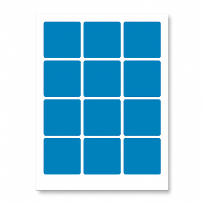 Samolepicí etikety 60 x 60 mm, 12 etiket, A4, 20 listů, modré