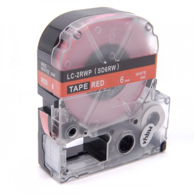 Epson LC-SD6RW, 6mm x 8m, bílý tisk / červený podklad, kompatibilní páska