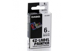 Casio XR-6WE1, 6mm x 8m, černý tisk/bílý podklad, originální páska