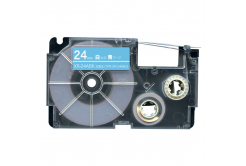 Kompatibilní páska s Casio XR-24ABU 24mm x 8m bílý tisk / modrý podklad