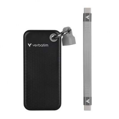 SSD Externí Verbatim Pocket SSD Black/Grey, 32190, 1000GB, černý, M.2, obsahuje USB C kabel a pytlík, 1000 MB/s-R, USB-C, 1000 MB/
