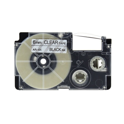 Kompatibilní páska s Casio XR-6X1, 6mm x 8m černý tisk / průhledný podklad