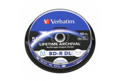 Verbatim BD-R DL, 50 GB, LIFETIME ARCHIVAL, spindle, 43847, 6x, 10 ks, pro archivaci dat