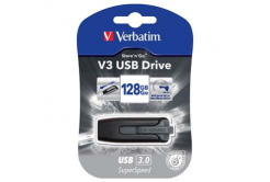 Verbatim USB flash disk, USB 3.0, 128GB, V3, Store N Go, černý, 49189, USB A, s výsuvným konektorem
