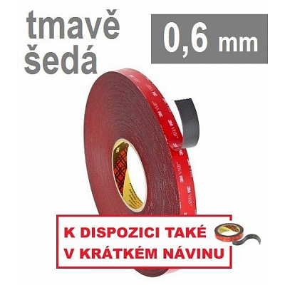 3M VHB™ 4646, tl. 0,6 mm; tmavošedá oboustranně silně lepicí akrylová páska 19 mm x 33 m