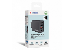 Verbatim 49700 Síťový adaptér 30W, 4 porty, 1x USB-C, 3x USB-A