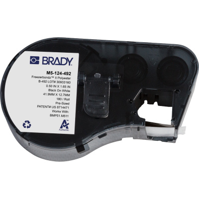 Brady M5-124-492 / 170900, 12.70 mm, Polyester, černý tisk / bílý podklad