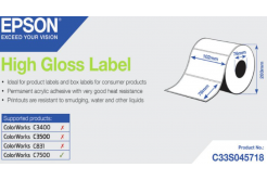 Epson C33S045718 High Gloss, pro ColorWorks, 102x76mm, 1570ks, bílé samolepicí etikety