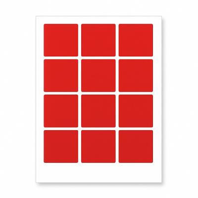 Samolepicí etikety 60 x 60 mm, 12 etiket, A4, 20 listů, červené