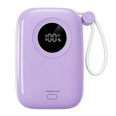 Powerton ENERGY PASTEL EDITION Powerbanka 10000mAh, 2x USB-C, 22.5W, integrované kabely, fialová
