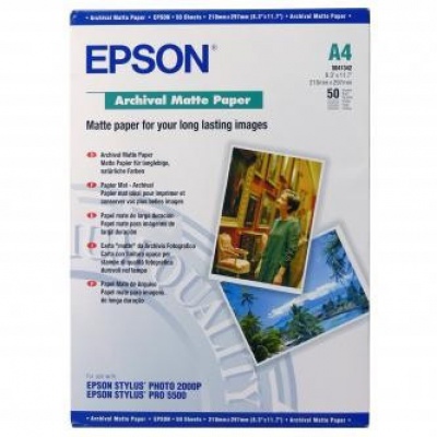 Epson C13S041342 Archival Matte Paper, bílá, 50, ks C13S041342, pro inkoustové tiskárny, 210x297mm (A4), A