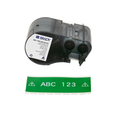 Brady M5C-1500-595-GN-WT / 170941, 38.10 mm x 7.62 m, Vinyl, bílý tisk / zelený podklad