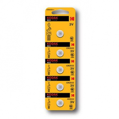 Baterie jednorázová lithiová, knoflíková, CR2032, 3V, Kodak, blistr, 5-pack, KOD-2032BL5